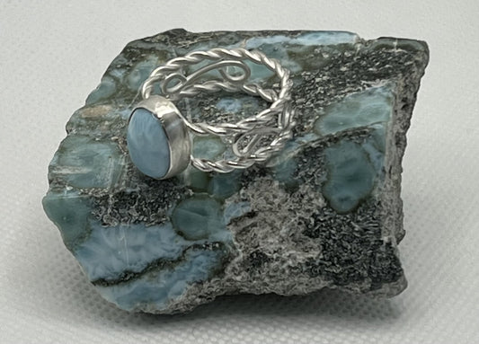 Larimar and Sterling Ring