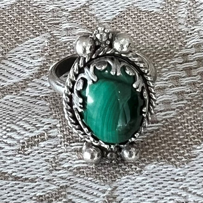 Malachite Ring in Sterling Silver